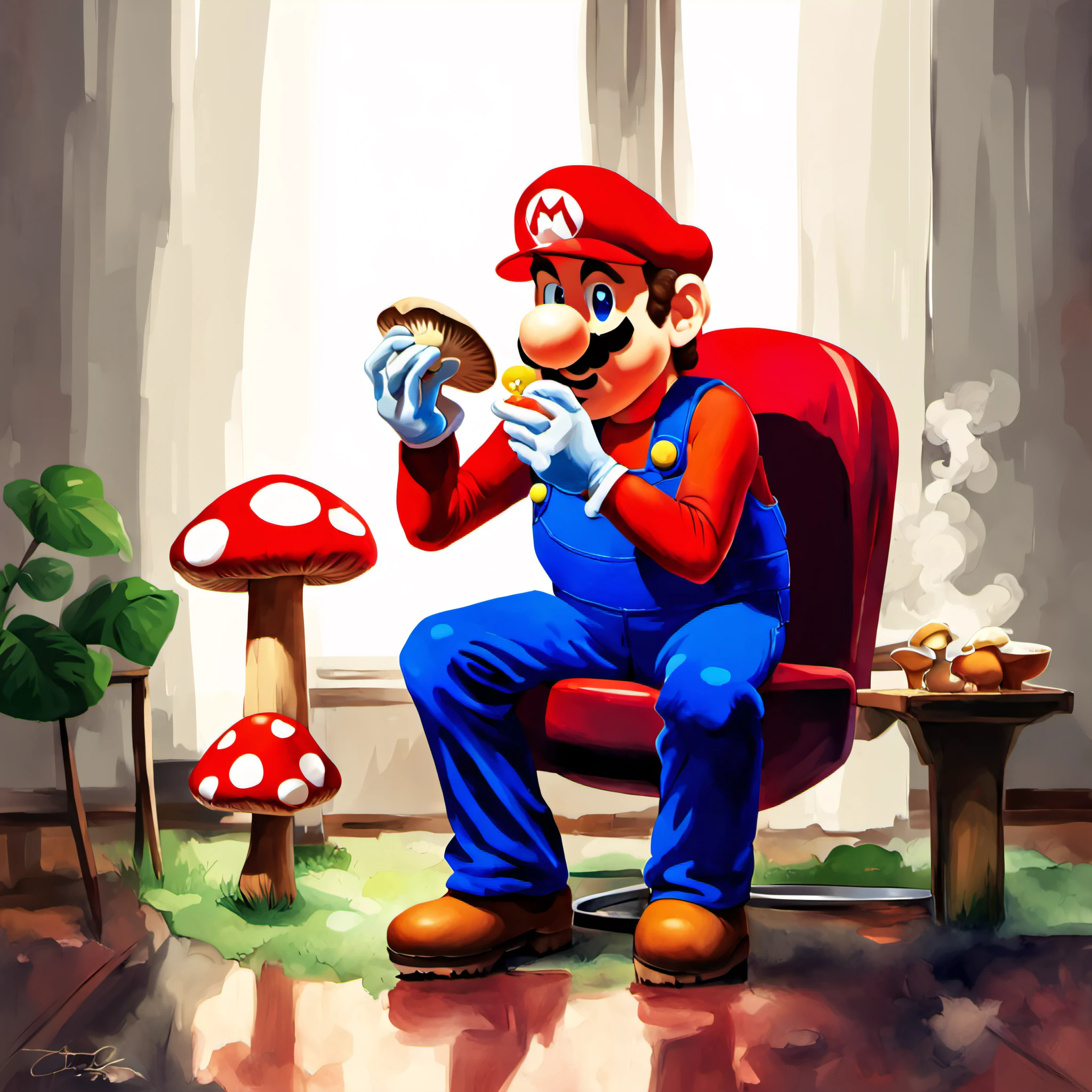 Super Mario eating mushroom