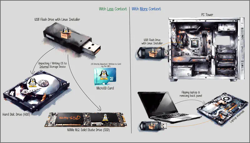 An overview of storage devices serving as the location for an OS