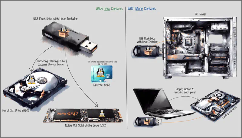 An overview of storage devices serving as the location for an OS