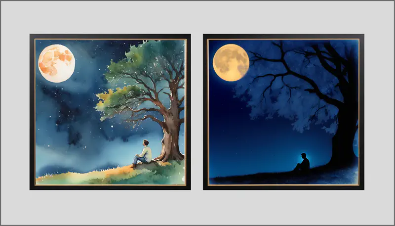Another illustration depicting a dreamer under a tree